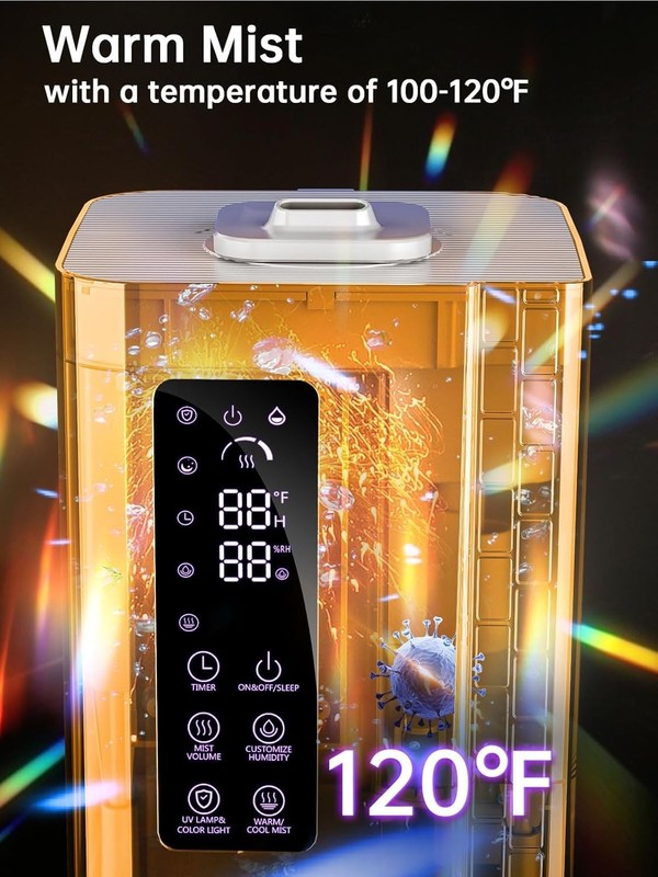 2.64Gal Warm Cool Mist Humidifier Large Room Top Fill Quiet 3 Modes Light1