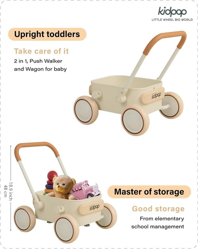 Toddler Push & Pull Wagon Walker 7mo 4yr Birthday Gift White2