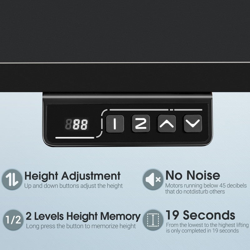 40"×24" Electric Height Adjustable Standing Desk T Shaped Metal Black4