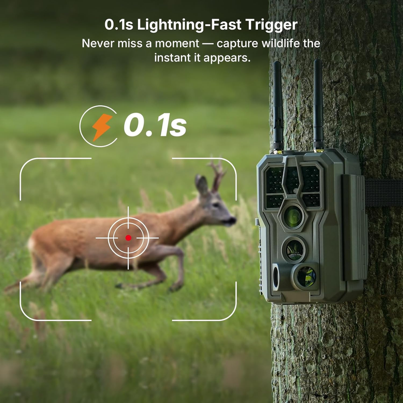 E8 2.0 WiFi Bluetooth Trail Camera 4K 64MP Night Vision Motion Cam4