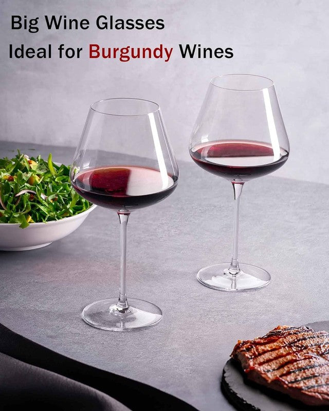 Set of 4 21 Ounce Hand Blown Italian Style Crystal Burgundy Wine Glasses   Lead 2