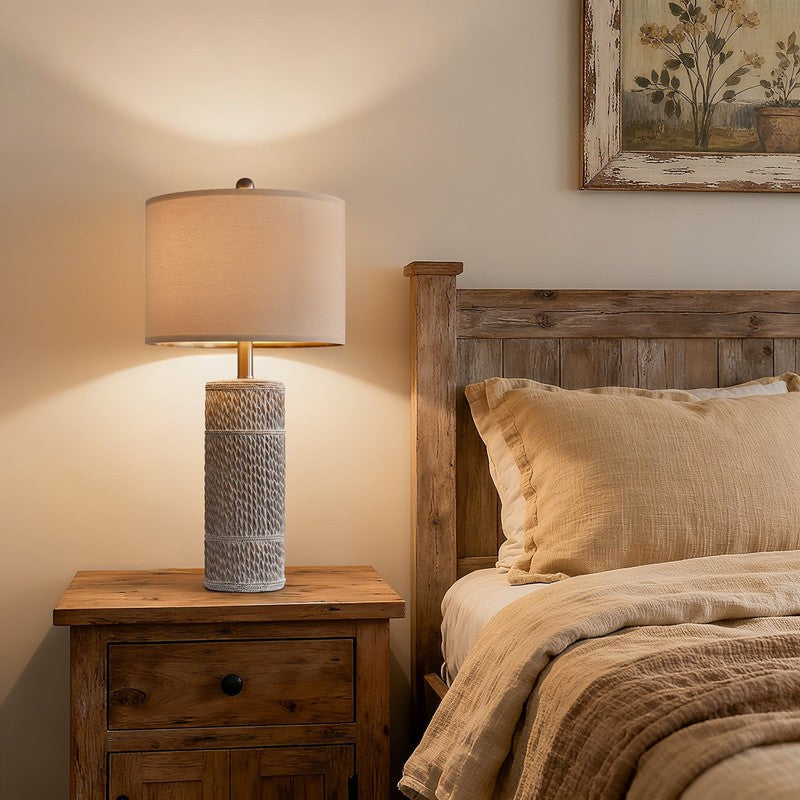 Set of 2 25.5" Farmhouse Table Lamps Resin Retro for Bedroom & Living Room4