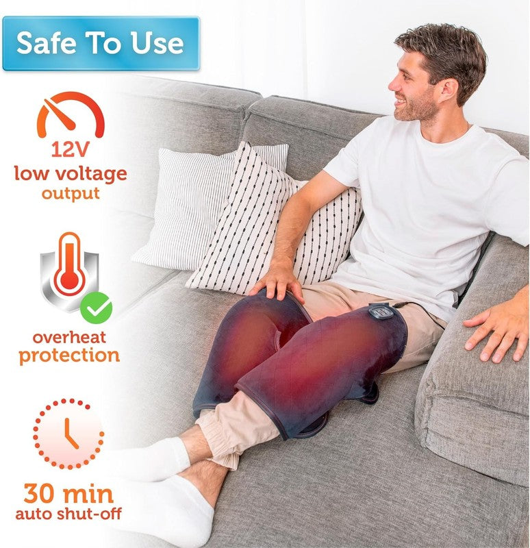 Heated Knee Massager w/ Vibration Heat Knee Wrap Pain Relief Greige4