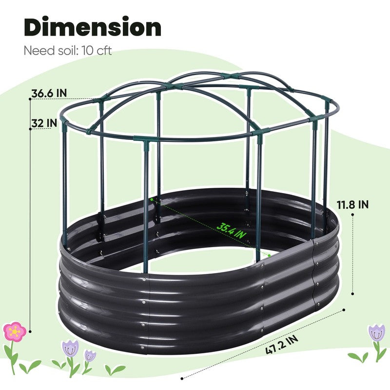 4X3X1 Ft Raised Garden Bed with Cover Galvanized Steel Metal Planter Garden Box 3