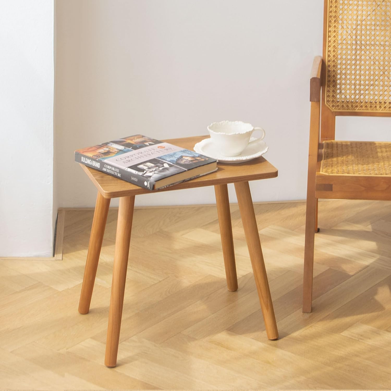 Mid-Century Modern Small Side Table End Table Brown Wood Nightstand9