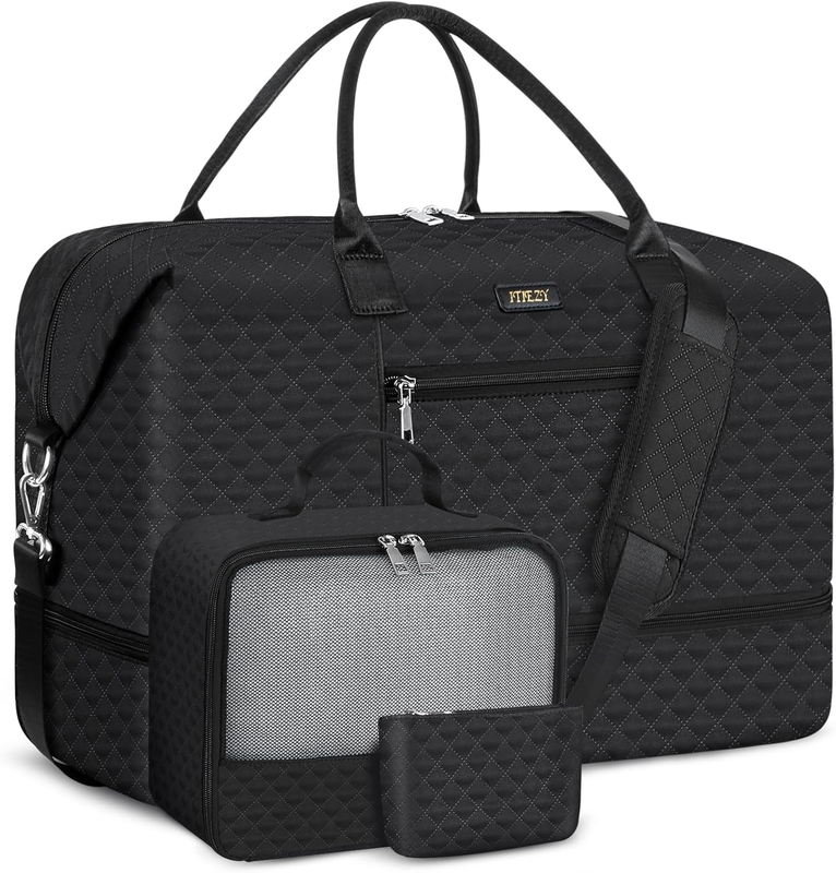 Women’s Weekender Travel Duffel Bag Carry On w/ Shoe Compartment Large Nylon Bag9