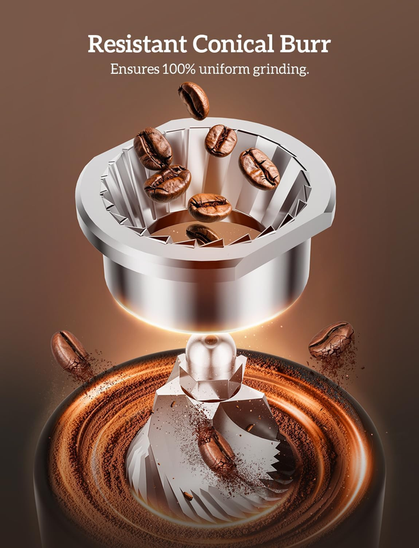 2-in-1 Espresso Burr Grinder Stainless Steel 30 Settings Anti-Static White4