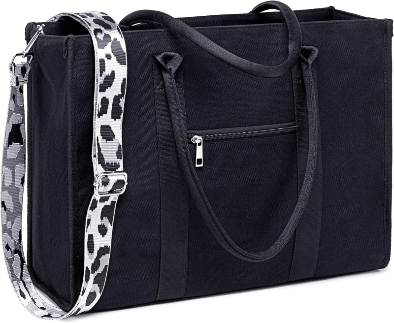 15.6" Laptop Tote Bag Women Canvas Work Messenger Shoulder Bag Office Handbag10
