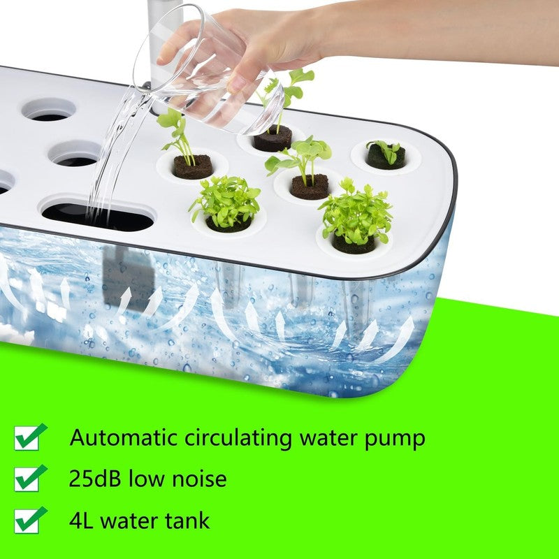 12 Pod Hydroponics Growing System Indoor Herb Garden w/ Grow Light Timer2