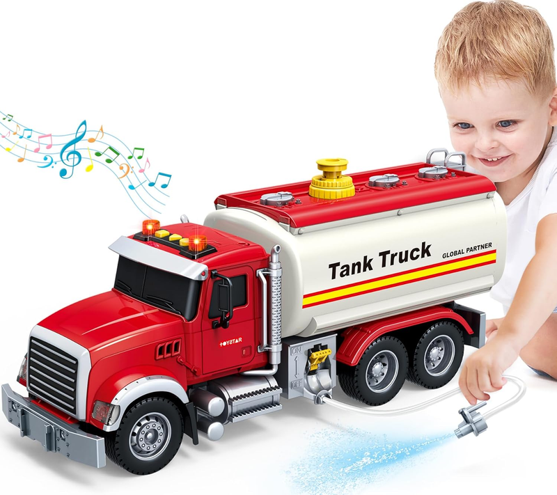 Toy Oil Tanker Truck with Sound Lights and Water Spray for Boys and Girls Ages 38