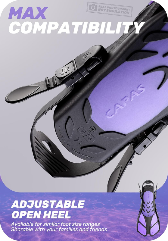 Travel Size Snorkel Fins Adjustable Open Heel Swim Fins for Diving Snorkeling3