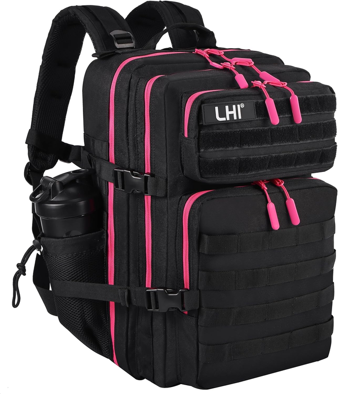 Military 45L Tactical Backpack Black Red Zipper MOLLE Travel Bag10