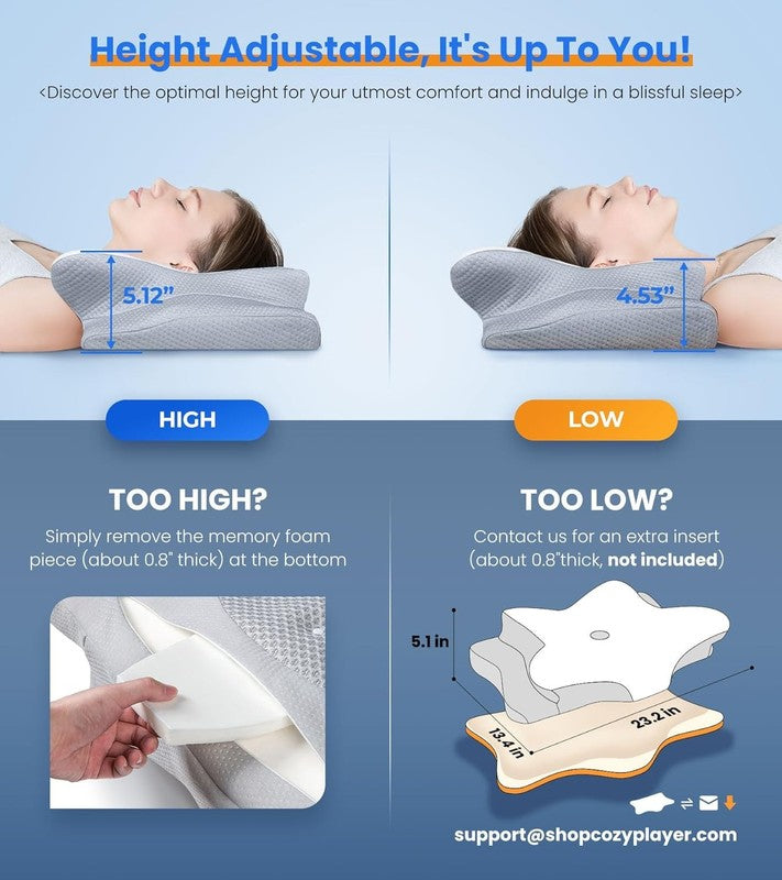 Cooling Neck Support Pillow   Adjustable Ergonomic Memory Foam for All Sleepers3