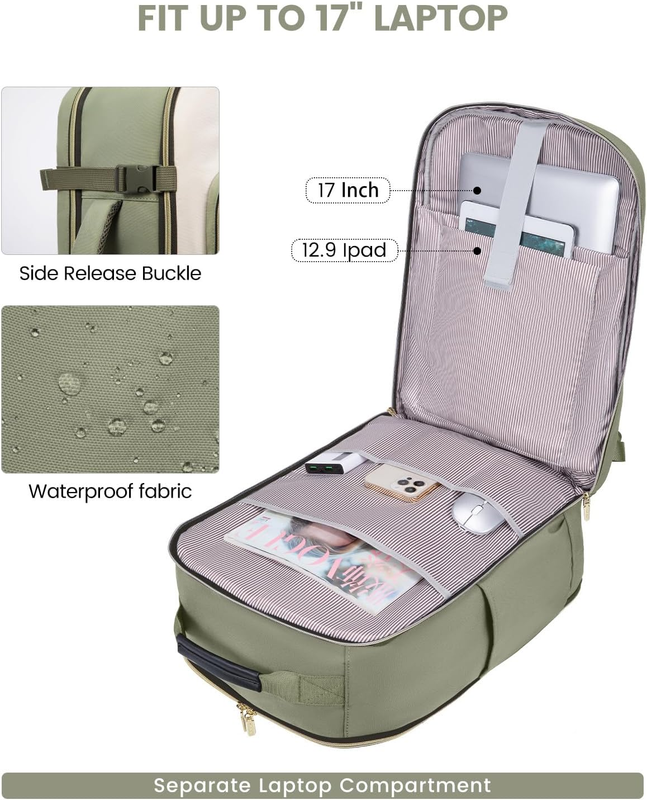 40L Travel Backpack Carry On TSA Approved 17in Laptop 3 Packing Cubes8