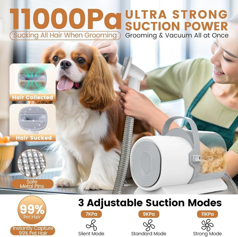 Dog Grooming Vacuum Kit 11000Pa Clipper Nail Grinder 7 Tools 2.5L2