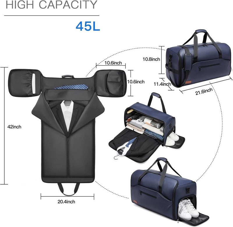 45L Garment Duffle Bag 3in1 Hanging Suit Travel Carry On Shoulder Strap1