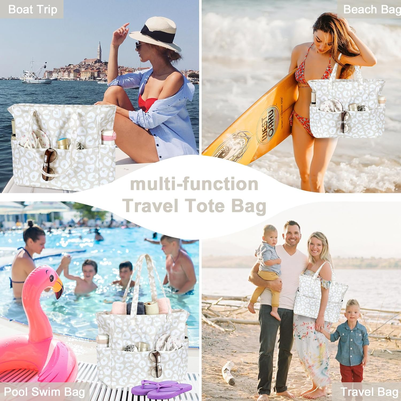Large Waterproof Beach Bag Women Tote with Wet Pocket Zipper5