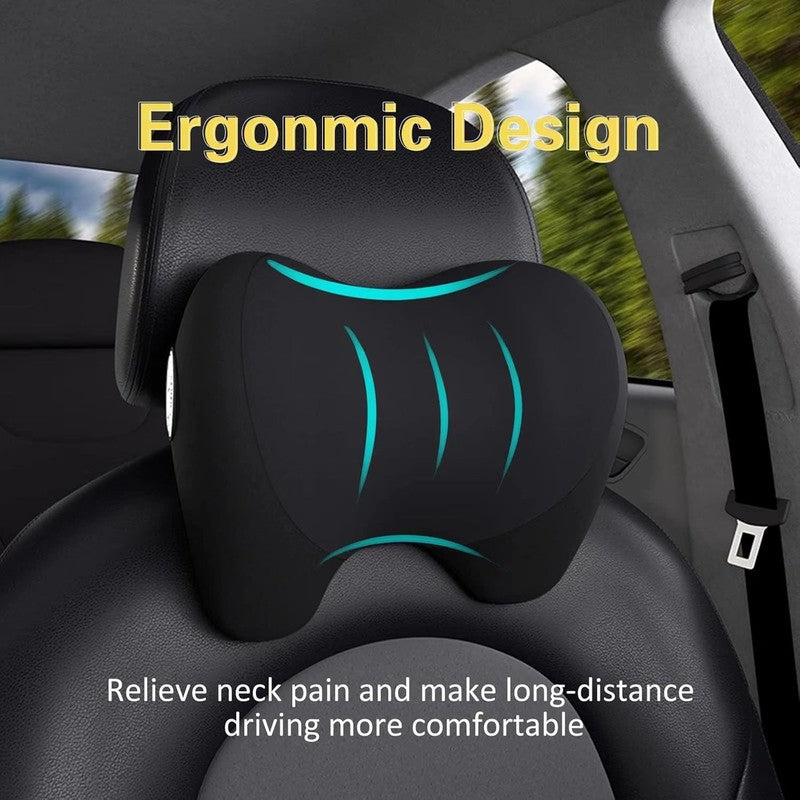Cozy Memory Foam Car Neck Pillow w/ Adjustable Strap & Breathable Cover – Black3