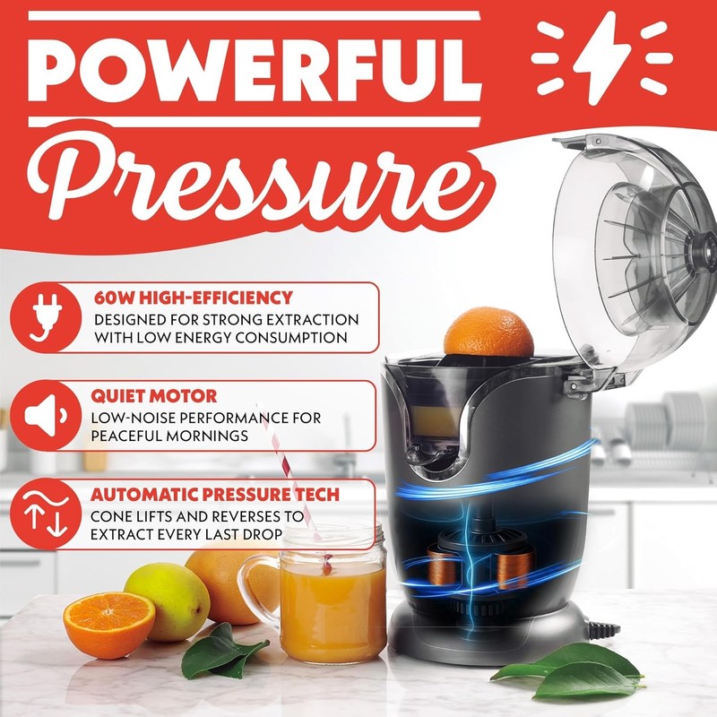 Auto Citrus Juicer 17oz One Touch Quiet 60W Anti Drip Compact Dishwasher3