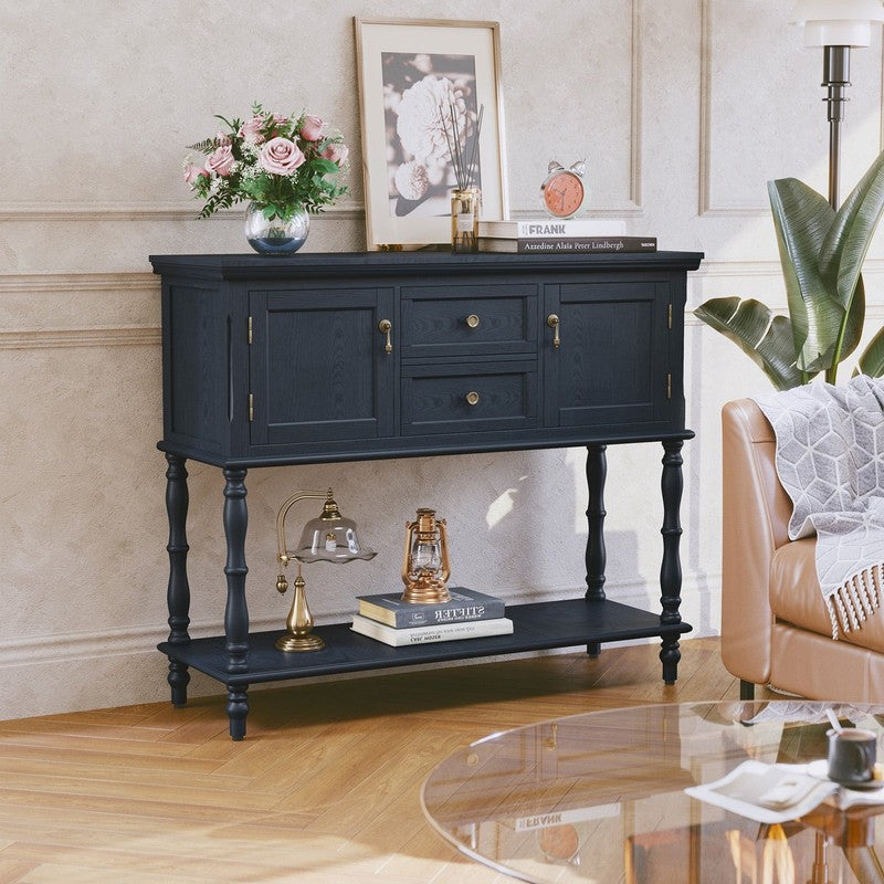 42” Farmhouse Modern Console Table Entryway w/ Storage Shelf Navy Blue1