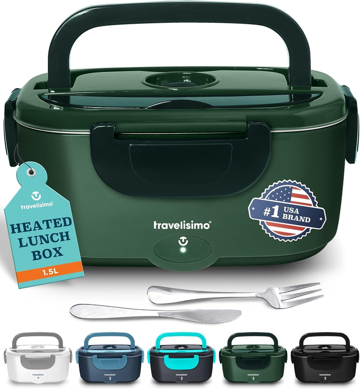 Electric Heated Lunch Box 100W 1.5L Stainless Steel Food Warmer Travel0