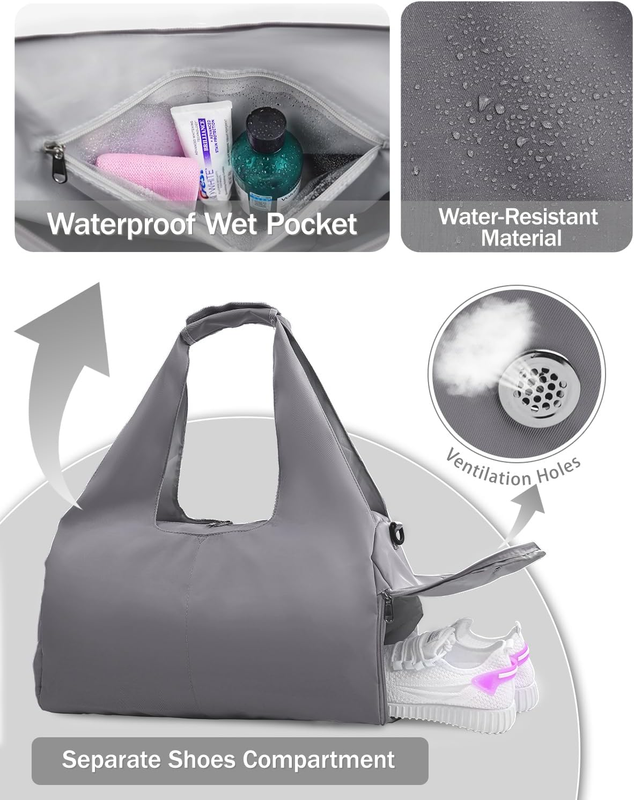 Gym Bag for Women with Shoe Compartment Yoga Mat Bag with Wet Pocket and Water B1