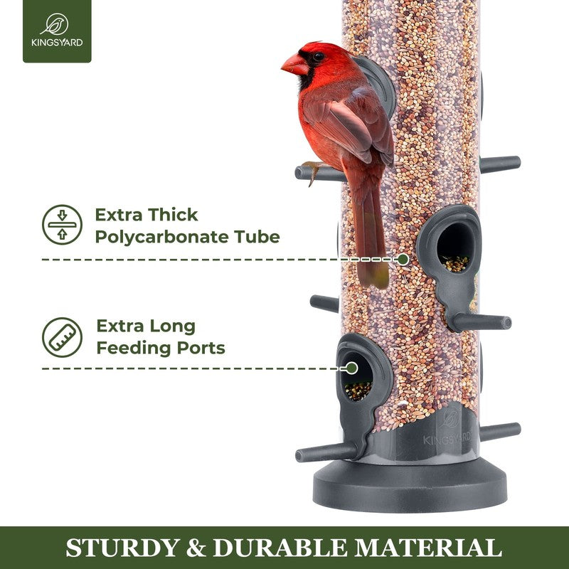 2-Pack Black Plastic Tube Bird Feeders, 6-Port Hanging Feeders for Outdoors3