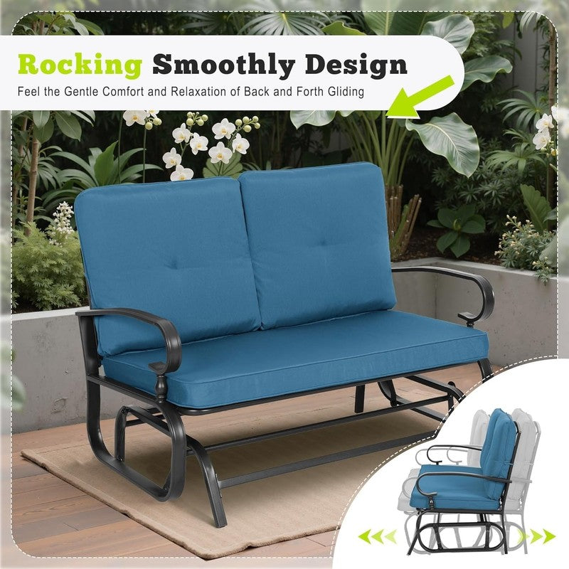 Nista 2-Person Patio Glider Bench Rocker Chair for Outdoor Relaxation5