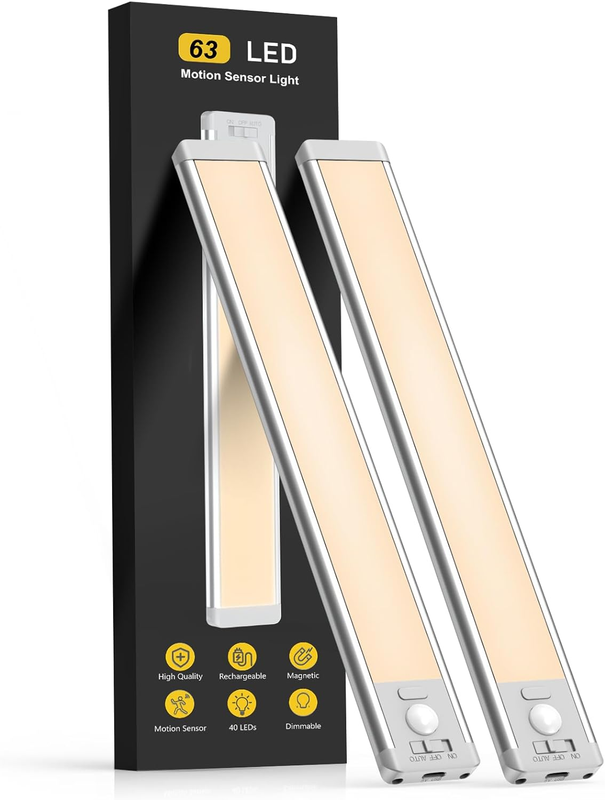 Rechargeable Motion Sensor Under Cabinet Lights, 2 Pack, Dimmable & Wireless9