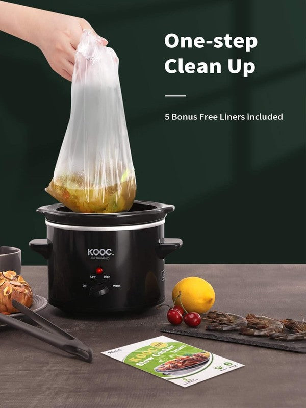 2Qt Small Slow Cooker Ceramic Adjustable Temp Stainless Steel Black6