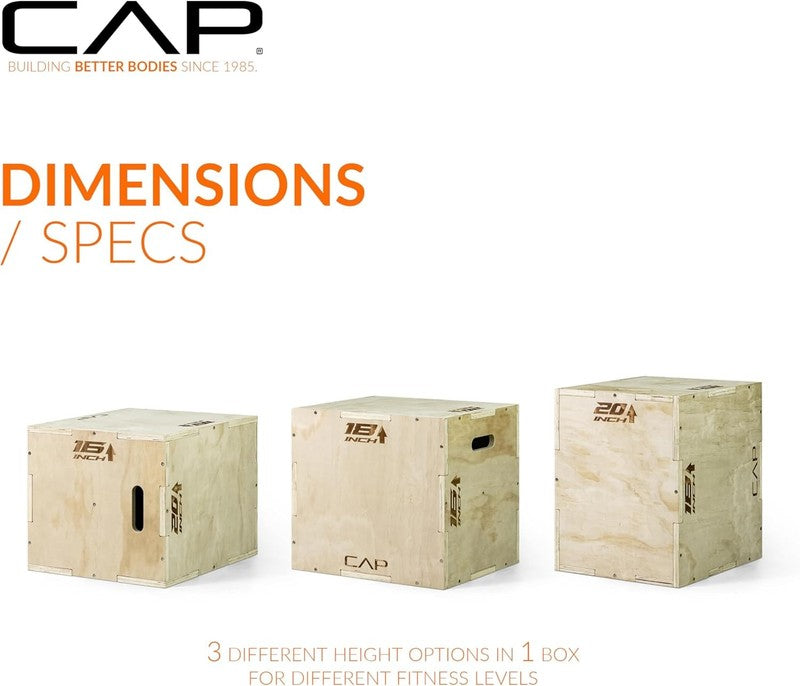 3-In-1 Plyometric Wood Box 20in x 18in x 16in3