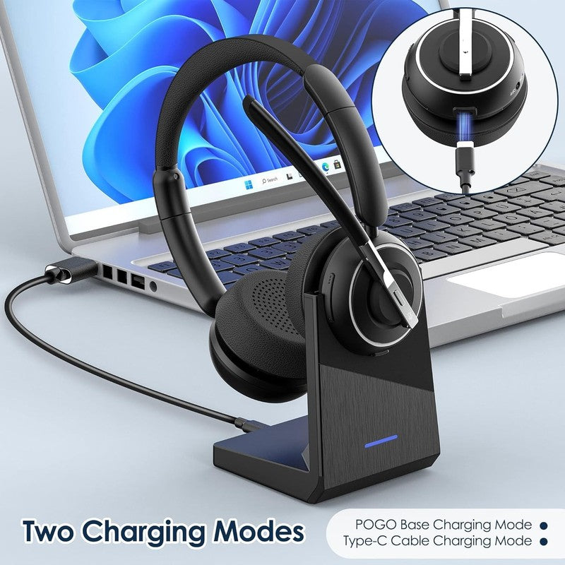 2025 Wireless Bluetooth Headset w/ Noise Cancel Mic USB Dongle Charging Base5
