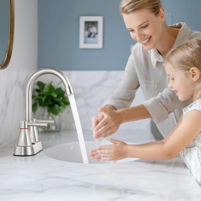 4 Inches Bathroom Faucet for 3 Hole,2-Handle Bathroom Sink Faucets with Pop up D2