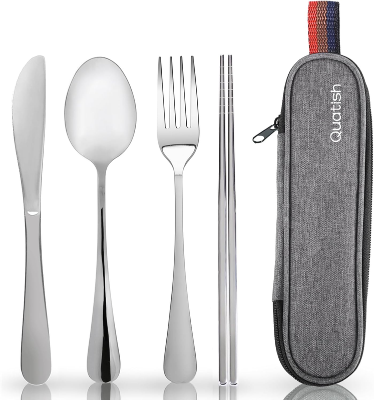 Reusable Travel Cutlery Set with Case Fork Spoon Stainless Steel Camping Kit10