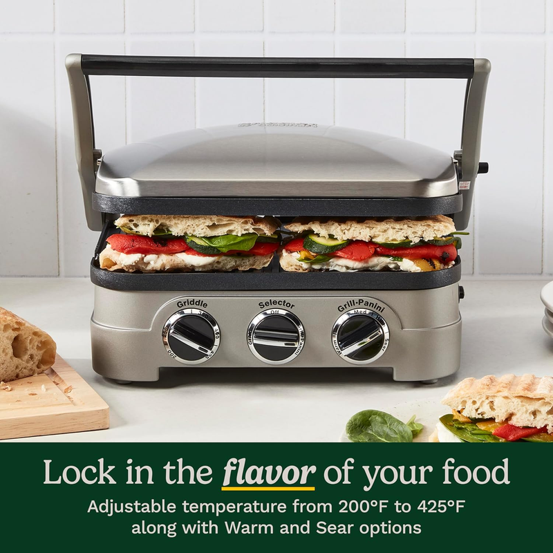 Griddler Indoor Grill, Panini Press, Sandwich Maker & More, 5-In-1 Grilling, Dis4