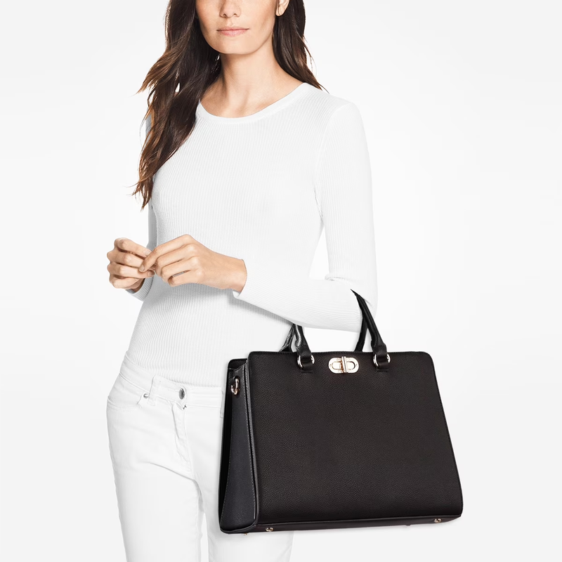 Womens Satchel Handbag Tote Work Shoulder Bag with Matching Clutch2