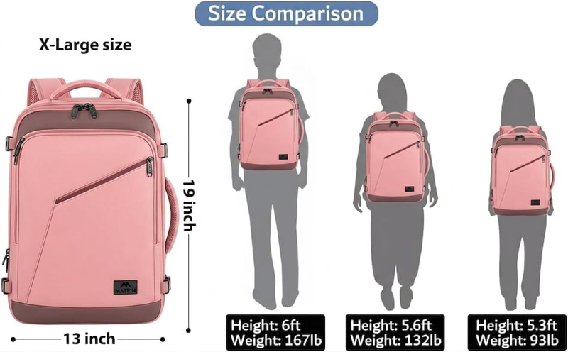 Pink 40L Carry On Backpack Women Water Resistant Travel Bag3