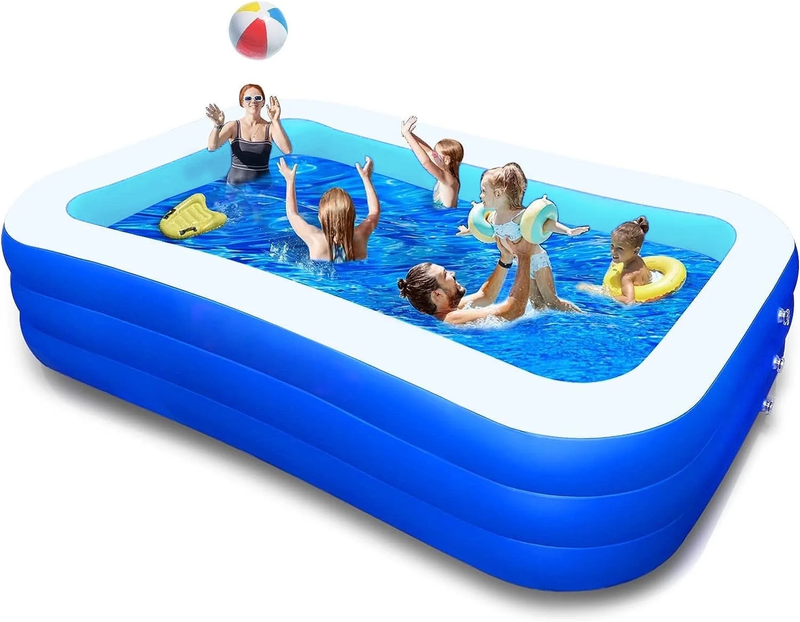 Inflatable Pool for Kids and Adults, 118" X 68" X 22" Oversized Thickened Family10