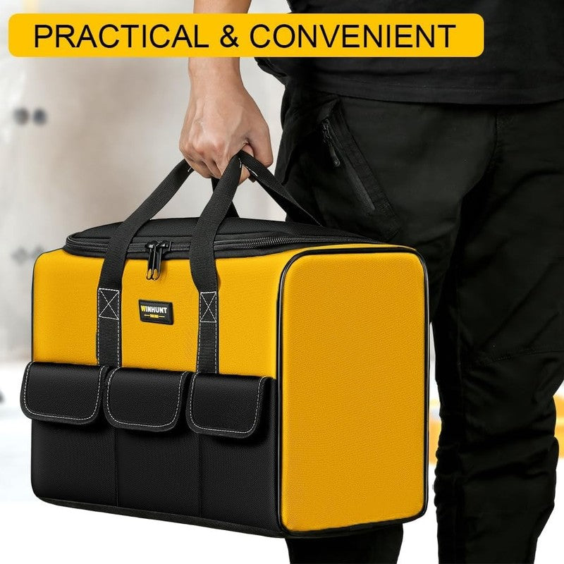 17" Large Tool Bag Wide Mouth Organizer Yellow & Black Double Zipper7