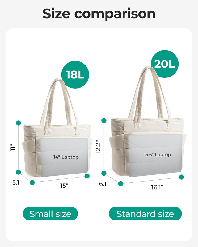 Women's Lightweight Puffy Tote Bag Shoulder Handbag Travel Work Gym2