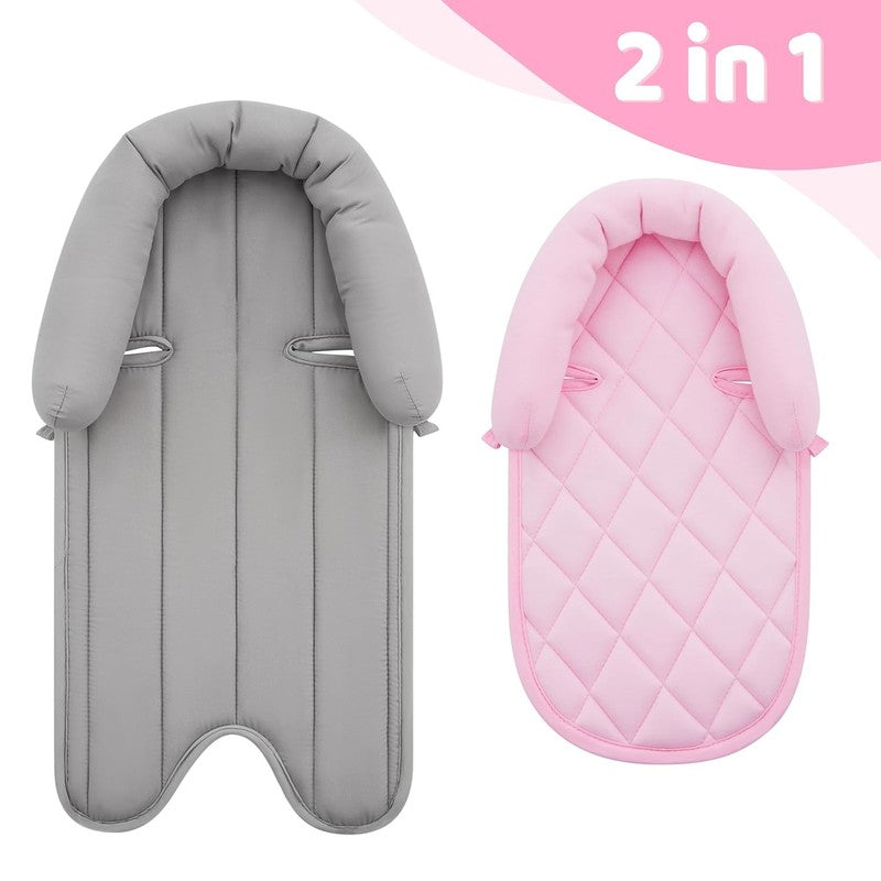 Infant Car Seat Head Support Soft 2 in 1 Insert for Newborn Stroller Gray/Pink6