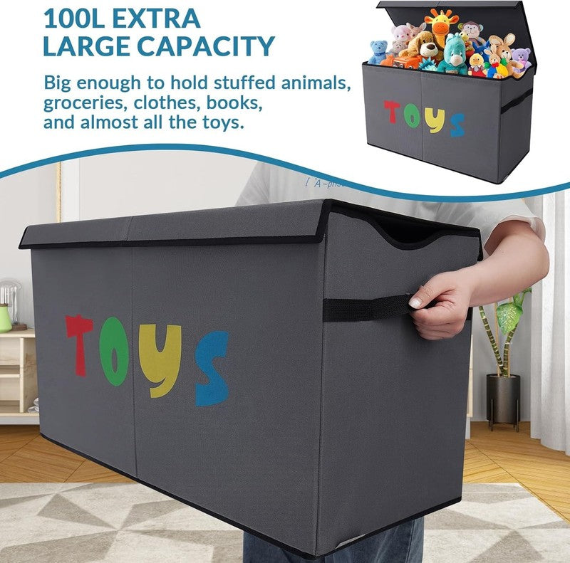 Toy Box Chest Collapsible Kids Storage Bins Organizer Boxes Extra Large Gray1