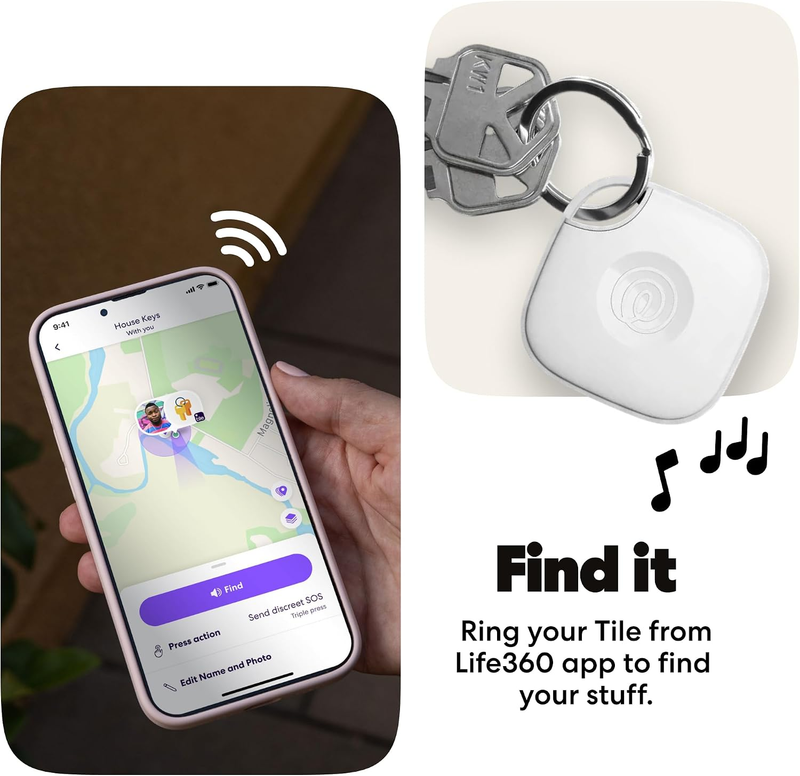 Bluetooth Tracker Tile Mate Key Finder Item Locator iOS Android White3