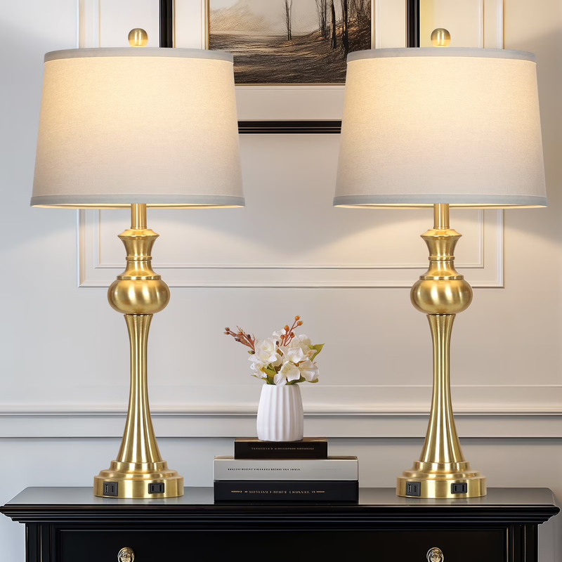 28.75" Tall Table Lamps Set of 2 for Living Room Bedroom with USB C+A Ports AC O9