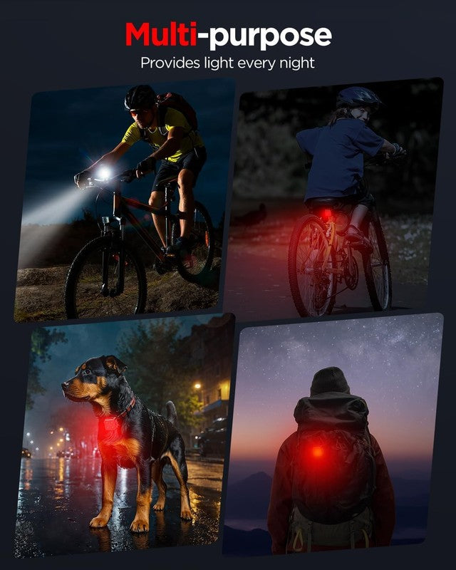 2-Pack Rechargeable Bike Lights Set Front & Rear 4 Modes IPX4 Waterproof5