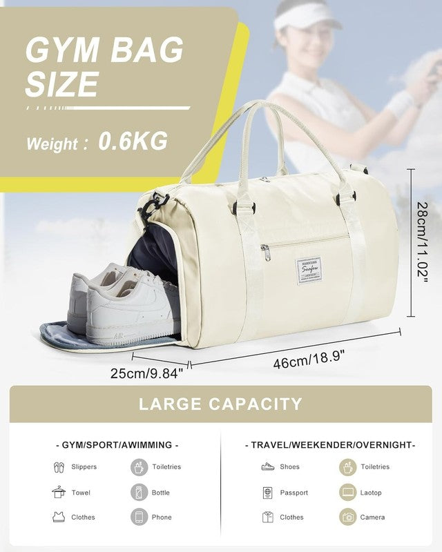 Gym Bag Unisex Shoe Compartment Wet Pocket Travel Duffel Tote Carry On Yoga Swim1