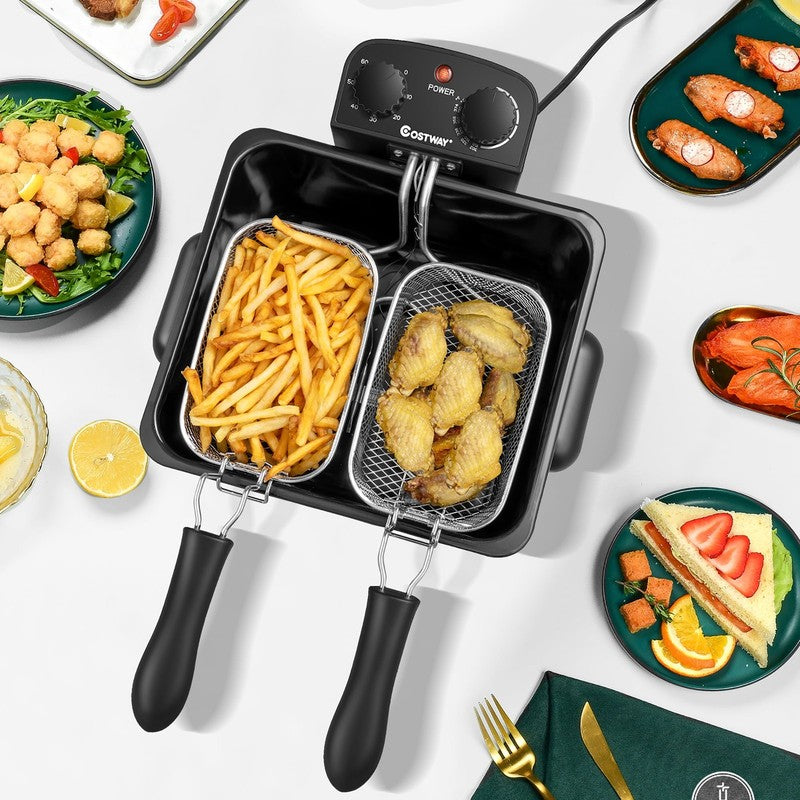 Electric Deep Fryer 5.3 Qt/21 Cup Stainless Steel 1700W with Triple Basket1