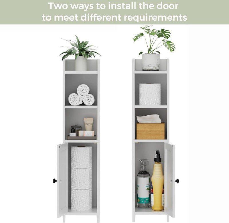 Small Bathroom Storage Corner Floor Cabinet with Door and Shelves, beside the To3