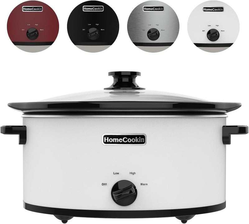 8Qt Slow Cooker Oval Manual Pot 3 Settings White Stainless Steel6