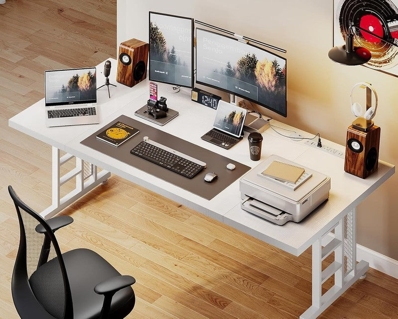 71" Executive Desk w/ USB Ports Large Modern Office Table White6